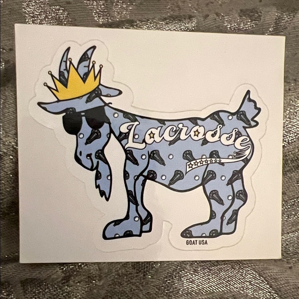 Lacrosse Goat Sticker with Crown